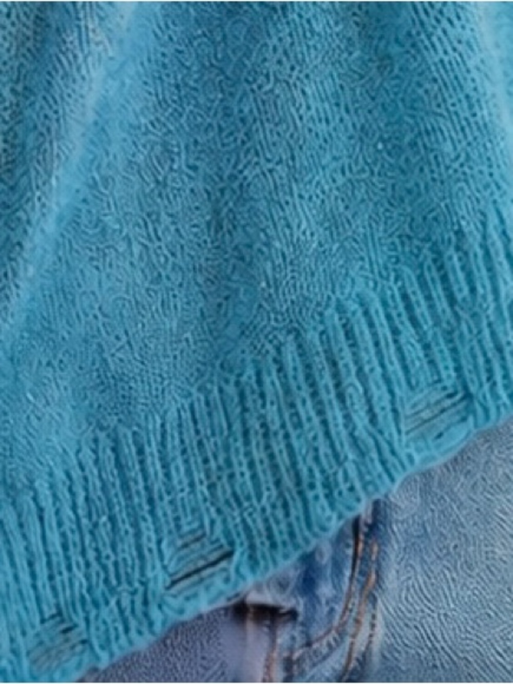 Easel Electric Smiley Face Distressed Sweater Turquoise Teal Blue Size Small NWT - Picture 5 of 8